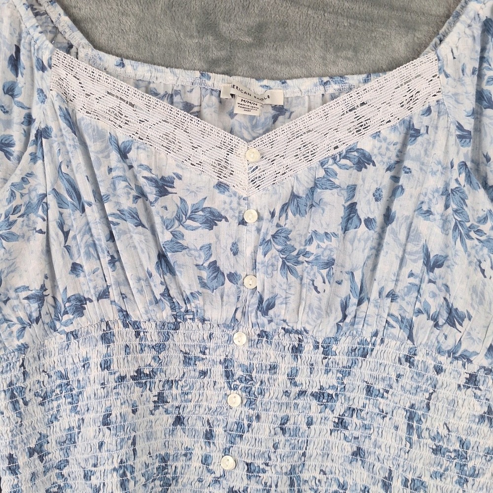 American Eagle Top Medium‎ Babydoll Lace Crop Cottagecore Floral Fairy Milkmaid - Picture 3 of 9